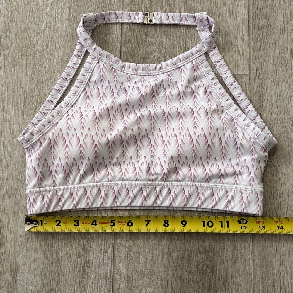 Buffbunny High Neck White & Purple Pink Geometric Pattern Sports Athletic Bra - Picture 4 of 7